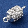Brass Micro Pave Clear Cubic Zirconia Hollow Column Connector Charms KK-A230-05F-S-2