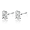 Rhodium Plated 925 Sterling Silver Initial Letter Stud Earrings HI8885-02-1