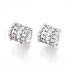Brass Micro Pave Clear Cubic Zirconia and ABS Imitation Pearl Cuff Earrings KK-T074-39P-2