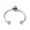 Non-Tarnish 304 Stainless Steel Open Cuff Ring Components STAS-S134-01P-01-3