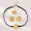 Spiral Round Alloy with Imitation Leather Choker & Stud Earring & Ring Sets for Women FS-WG641D5-05-1
