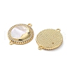 Brass Micro Pave Cubic Zirconia Flat Round with Moon Face Connector Charms KK-U070-07G-2