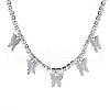 Alloy Crystal Rhinestone Cup Chain Butterfly Pendant Necklaces for Womem WGB1B47-02-1