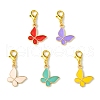 Alloy Enamel Butterfly Pendant Decorations HJEW-JM01545-1