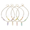 Glass & Shell Pearl &  Synthetic Non-magnetic Hematite Beaded Necklaces NJEW-JN04976-1