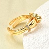 Brass with Cubic Zirconia Cuff Rings RJEW-Q018-01G-4