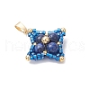 Dyed Natural Lapis Lazuli & Glass Seed Beaded Star Pendants PALLOY-MZ00692-03-3
