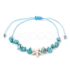 3Pcs 3 Styles Synthetic Turquoise & Natural Magnesite Braided Starfish & Tortoise & Shell Shape Beaded Bracelets for Women BJEW-JB10200-3