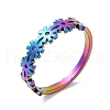 Ion Plating(IP) 304 Stainless Steel Flower Adjustable Ring for Women RJEW-M149-37RC-3