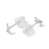 Anti-Tarnish Rhodium Plated Letter X 999 Fine Silver Stud Earrings for Women EJEW-S215-11P-3