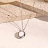 Stainless Steel White Enamel Oval Pendant Necklaces for Women PG1145-3-2
