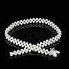 White Acrylic Pearl Beaded Elastic Chain Belts with Alloy Buckles WG1BD5E-10-1