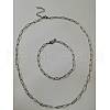 Stainless Steel Paperclip Chains Necklaces & Bracelets Sets SJEW-PH01379-01-1
