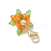 Glass & Acrylic & Shell Pearl Flower Pendant Decorations HJEW-MZ00209-5