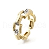 Brass Micro Pave Clear Cubic Zirconia Cuff Rings for Women RJEW-G347-02G-4
