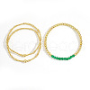 3 Pcs Birthstone Glass Imitation Quartz Brass Bead Bracelet KF1017-5-1