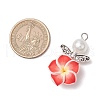 Handmade Polymer Clay Flower Plumeria Pendants PALLOY-JF03933-2