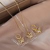 Butterfly Brass Micro Pave Clear Cubic Zirconia Pendant Necklace & Hoop Earring Sets FS-WG0D8FB-01-3