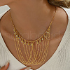Luxurious Elegant Middle Eastern Style Brass White Enamel Tassel Flower Pendant Bib Necklaces for Women OU2157-2