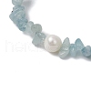 Natural Aquamarine Chips Stretch Bracelets for Women BJEW-JB11343-01-3