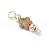 7Pcs 7 Styles Natural Picture Jaspe & Blue Spot Jasper & Dalmatian Jasper & Unakite & Green Strawberry Quartz & Red Jasper & Opalite Flower Connector Charms PALLOY-JF03787-4