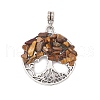 Natural Mixed Gemstone Chip Pendants PALLOY-JF02741-3