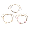 3Pcs Adjustable ABS Plastic Imitation Pearl Beaded Braided Bead Bracelets for Women BJEW-JB11871-2