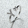 Brass Micro Pave Cubic Zirconia Cuff Rings for Women FS-WGA4C54-51-1
