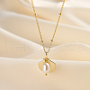 Summer Beach 925 Sterling Silver with Rice Natural Freshwater Pearl Shell Shaped Pendant Necklaces for Women NJEW-M097-01G-1