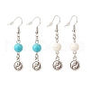 2Pair 2 Style Natural & Synthetic Mixed Stone with Yin Yang Long Dangle Earrings EJEW-JE04962-4