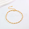 Fashionable Vintage Adjustable Brass & White Imitation Pearl Textured Round Beaded Ladies Anklets XH8268-2-1