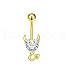 Brass Rhinestone Piercing Split Navel Ring Belly Rings WGB9F5B-04-1