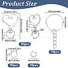 SOFPLATE 150Pcs 3 Styles Heart Shape Zinc Alloy Swivel Lobster Clasp with Iron Split Key Rings with 304 Stainless Steel Jump Rings FIND-SP0002-59P-2
