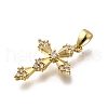 Brass Micro Pave Clear Cubic Zirconia Pendants KK-G525-17G-2