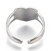 304 Stainless Steel Heart Cuff Rings RJEW-N038-118P-4