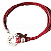 Bohemian Double Ring Alloy Pendant Waxed Imitation Leather Cord Necklaces for Women FS-WG722D8-01-5