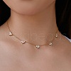 925 Sterling Silver Pave Clear Cubic Zirconia Cable Chain Heart Tassel Necklaces for Women NJEW-Q342-15G-3