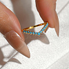 925 Sterling Silver Pave Cubic Zirconia V-shaped Finger Rings for Women DZ3056-2-6
