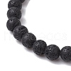 5Pcs Valentine's Day Theme Natural Lava Rock & Synthetic Moonstone Round Beads Stretch Bracelets BJEW-JB11648-5