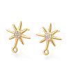 Brass Micro Pave Cubic Zirconia Stud Earrring Findings KK-N263-22G-1