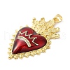 Rack Plating Brass Micro Pave Cubic Zirconia with Epoxy Resin Pendants KK-P241-37G-2