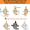 Beebeecraft 6Pcs 3 Colors  Brass Micro Pave CLear Cubic Zirconia Pendants ZIRC-BBC0002-95-2