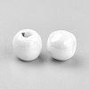 Pearlized Round White Handmade Porcelain Ceramic Beads X-PORC-D001-8mm-04-2