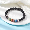 Dyed Colorful Natural Lava Rock & Rhinestone Beaded Stretch Bracelets for Women BJEW-JB09668-01-2