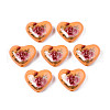 Flower Printed Opaque Acrylic Heart Beads SACR-S305-28-J03-1