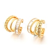 Brass Micro Pave Clear Cubic Zirconia Cuff Earrings EJEW-F370-06G-3