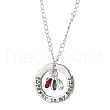 Glass and Alloy Round With Word Forever In My Heart Pendants Necklace NJEW-JN04697-03-2