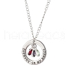 Glass and Alloy Round With Word Forever In My Heart Pendant Necklace NJEW-JN04697-03-2