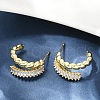 Twist Brass Micro Pave Cubic Zirconia Stud Earrings EJEW-M082-16G-02-1