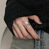 Wave Brass Adjustable Cuff Rings for Women FS-WG06C47-01-4